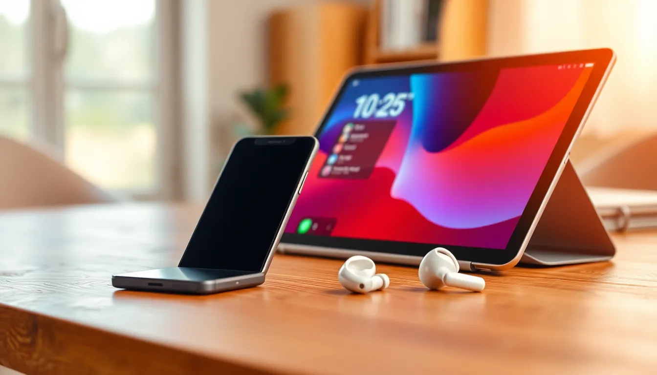 다양한 스마트 기기들이 놓여 있는 모습