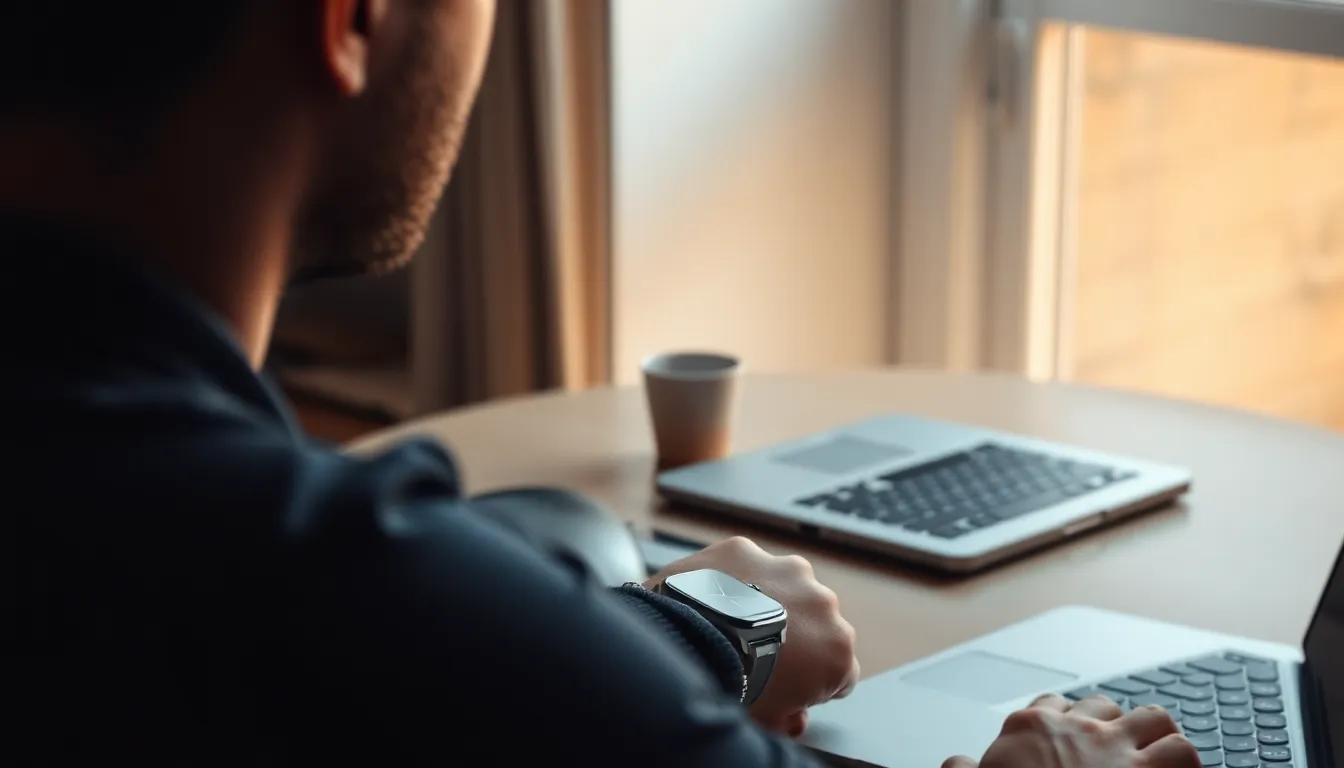 2025년 스마트워치 사용자가 다양한 기능을 활용하는 모습